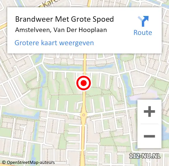 Locatie op kaart van de 112 melding: Brandweer Met Grote Spoed Naar Amstelveen, Van Der Hooplaan op 25 april 2019 08:40