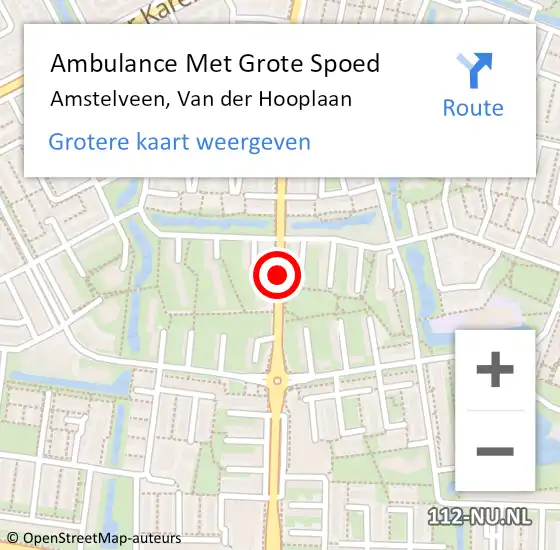 Locatie op kaart van de 112 melding: Ambulance Met Grote Spoed Naar Amstelveen, Van der Hooplaan op 25 april 2019 08:40