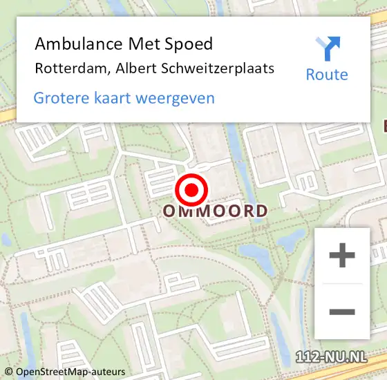 Locatie op kaart van de 112 melding: Ambulance Met Spoed Naar Rotterdam, Albert Schweitzerplaats op 25 april 2019 08:40