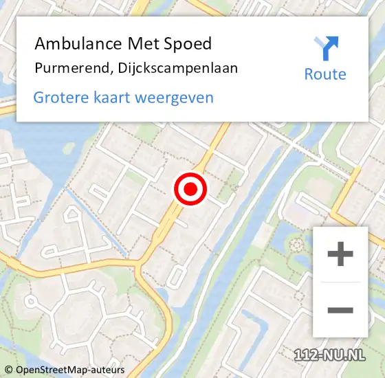 Locatie op kaart van de 112 melding: Ambulance Met Spoed Naar Purmerend, Dijckscampenlaan op 25 april 2019 08:42