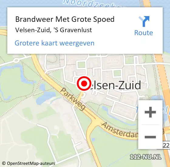 Locatie op kaart van de 112 melding: Brandweer Met Grote Spoed Naar Velsen-Zuid, 'S Gravenlust op 25 april 2019 08:54