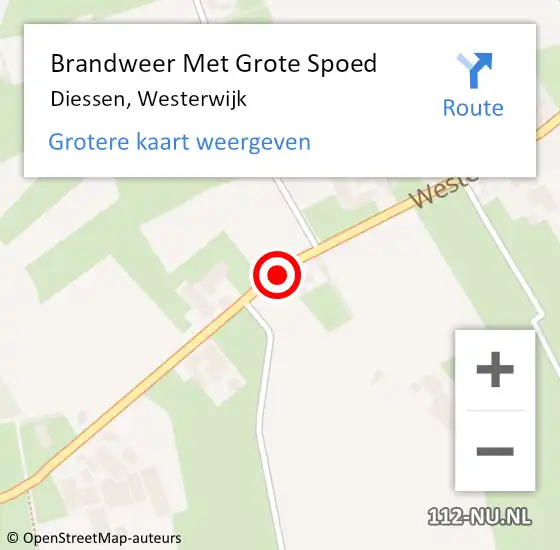 Locatie op kaart van de 112 melding: Brandweer Met Grote Spoed Naar Diessen, Westerwijk op 25 april 2019 09:16