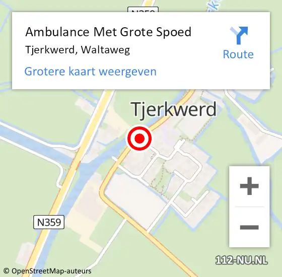 Locatie op kaart van de 112 melding: Ambulance Met Grote Spoed Naar Tjerkwerd, Waltaweg op 25 april 2019 10:12