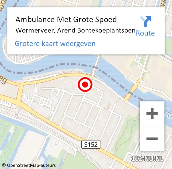 Locatie op kaart van de 112 melding: Ambulance Met Grote Spoed Naar Wormerveer, Albert Meijnsstraat op 25 april 2019 10:47