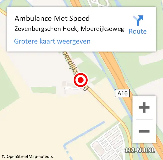 Locatie op kaart van de 112 melding: Ambulance Met Spoed Naar Zevenbergschen Hoek, Moerdijkseweg op 25 april 2019 10:51