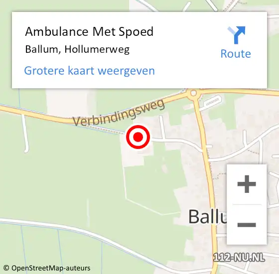 Locatie op kaart van de 112 melding: Ambulance Met Spoed Naar Ballum, Hollumerweg op 7 september 2013 16:41