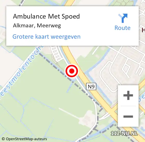 Locatie op kaart van de 112 melding: Ambulance Met Spoed Naar Alkmaar, Meerweg op 25 april 2019 11:05