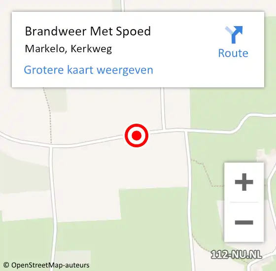 Locatie op kaart van de 112 melding: Brandweer Met Spoed Naar Markelo, Kerkweg op 30 maart 2014 15:02