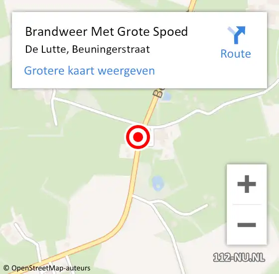 Locatie op kaart van de 112 melding: Brandweer Met Grote Spoed Naar De Lutte, Beuningerstraat op 25 april 2019 11:24