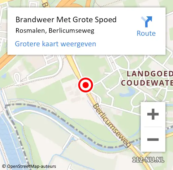 Locatie op kaart van de 112 melding: Brandweer Met Grote Spoed Naar Rosmalen, Berlicumseweg op 25 april 2019 12:04