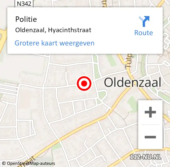 Locatie op kaart van de 112 melding: Politie Oldenzaal, Hyacinthstraat op 25 april 2019 12:12
