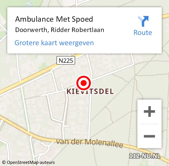 Locatie op kaart van de 112 melding: Ambulance Met Spoed Naar Doorwerth, Ridder Robertlaan op 25 april 2019 12:39