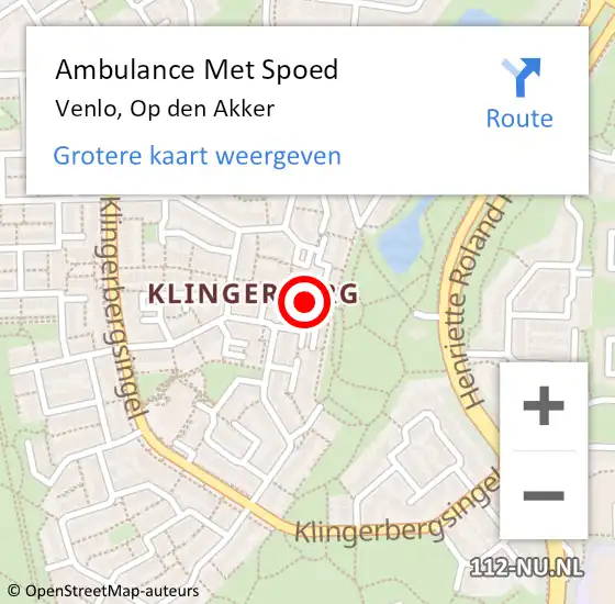 Locatie op kaart van de 112 melding: Ambulance Met Spoed Naar Venlo, Op den Akker op 25 april 2019 13:50