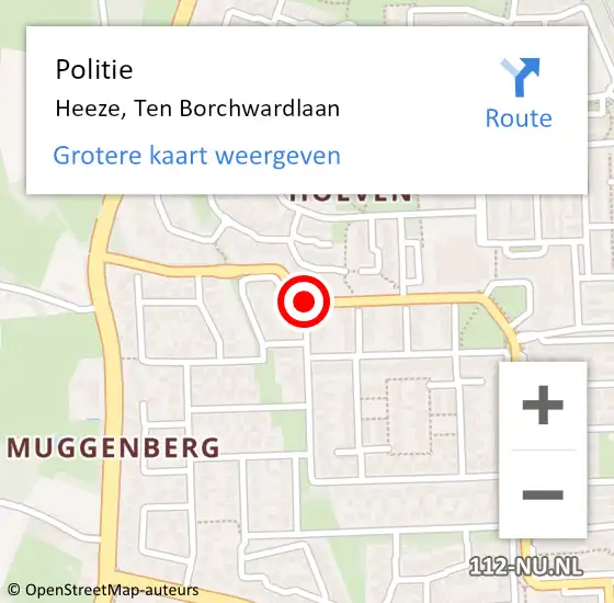 Locatie op kaart van de 112 melding: Politie Heeze, Ten Borchwardlaan op 25 april 2019 14:09