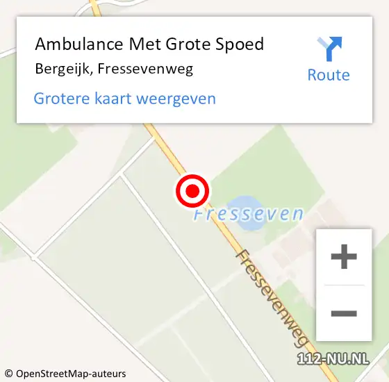 Locatie op kaart van de 112 melding: Ambulance Met Grote Spoed Naar Bergeijk, Fressevenweg op 25 april 2019 14:40