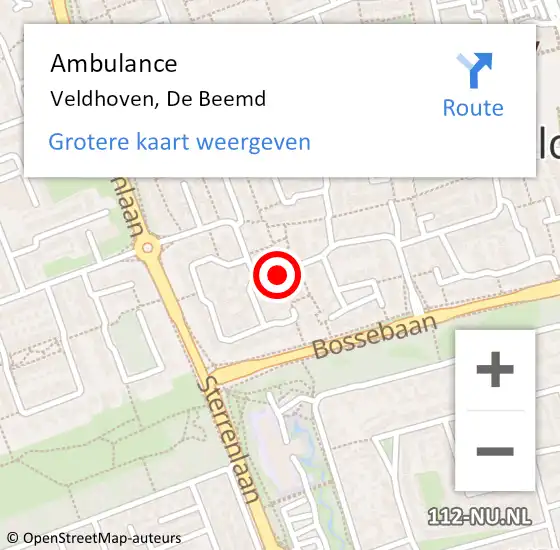 Locatie op kaart van de 112 melding: Ambulance Veldhoven, De Beemd op 25 april 2019 15:21