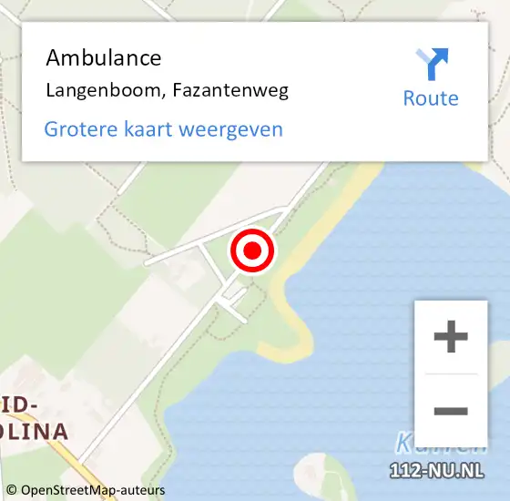 Locatie op kaart van de 112 melding: Ambulance Langenboom, Fazantenweg op 25 april 2019 15:56