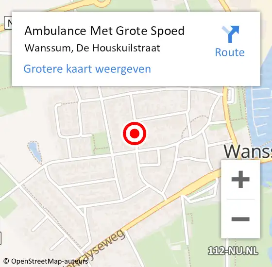 Locatie op kaart van de 112 melding: Ambulance Met Grote Spoed Naar Wanssum, De Houskuilstraat op 27 september 2013 06:38