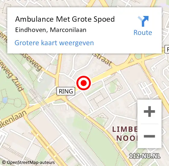 Locatie op kaart van de 112 melding: Ambulance Met Grote Spoed Naar Eindhoven, Marconilaan op 25 april 2019 18:02
