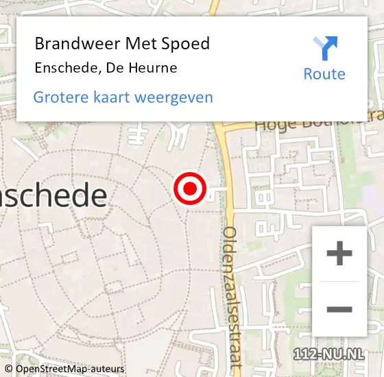 Locatie op kaart van de 112 melding: Brandweer Met Spoed Naar Enschede, De Heurne op 25 april 2019 18:14