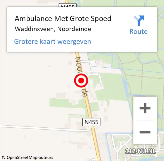 Locatie op kaart van de 112 melding: Ambulance Met Grote Spoed Naar Waddinxveen, Noordeinde op 25 april 2019 18:29