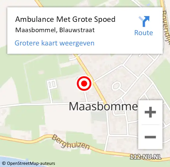 Locatie op kaart van de 112 melding: Ambulance Met Grote Spoed Naar Maasbommel, Blauwstraat op 30 maart 2014 15:45