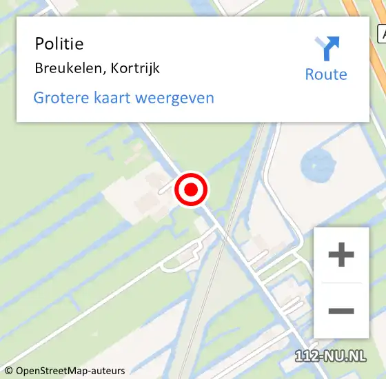 Locatie op kaart van de 112 melding: Politie Breukelen, Kortrijk op 25 april 2019 18:49