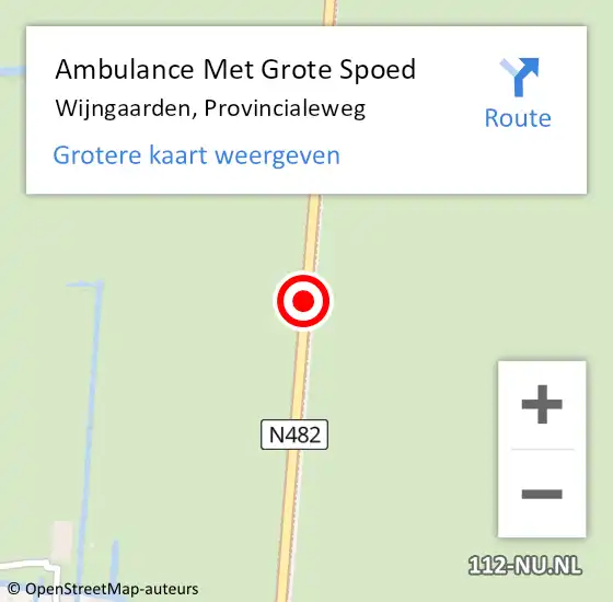 Locatie op kaart van de 112 melding: Ambulance Met Grote Spoed Naar Wijngaarden, Provincialeweg op 25 april 2019 19:07
