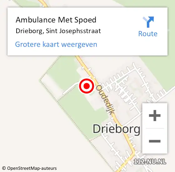 Locatie op kaart van de 112 melding: Ambulance Met Spoed Naar Drieborg, Sint Josephsstraat op 30 maart 2014 15:57