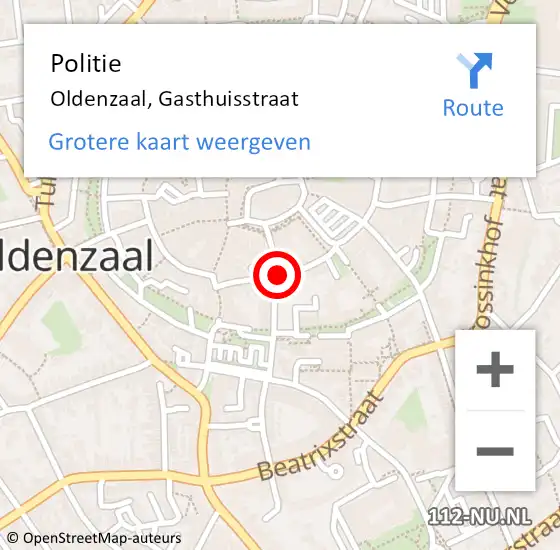 Locatie op kaart van de 112 melding: Politie Oldenzaal, Gasthuisstraat op 25 april 2019 20:29