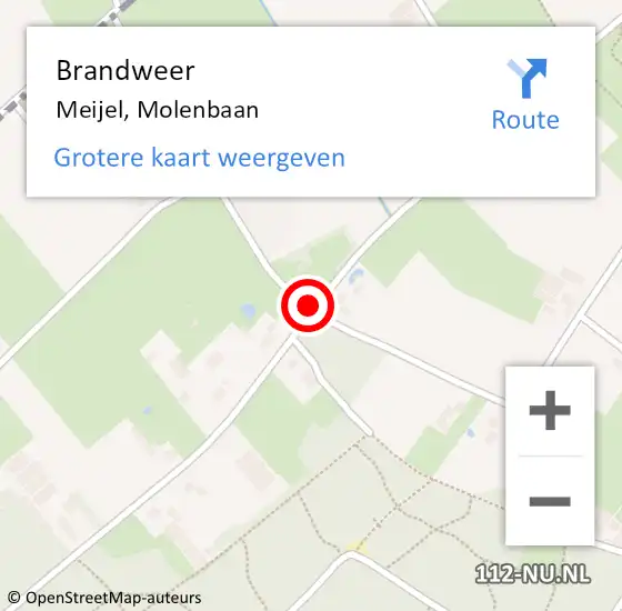 Locatie op kaart van de 112 melding: Brandweer Meijel, Molenbaan op 25 april 2019 21:35