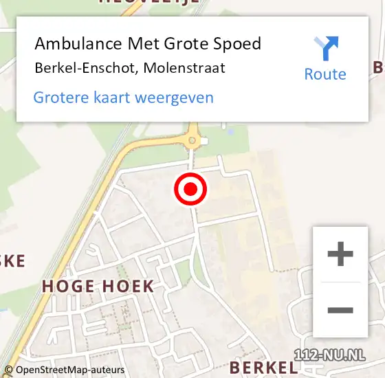 Locatie op kaart van de 112 melding: Ambulance Met Grote Spoed Naar Berkel-Enschot, Molenstraat op 25 april 2019 21:38