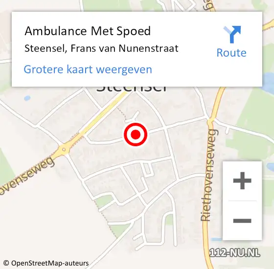 Locatie op kaart van de 112 melding: Ambulance Met Spoed Naar Steensel, Frans van Nunenstraat op 25 april 2019 22:14