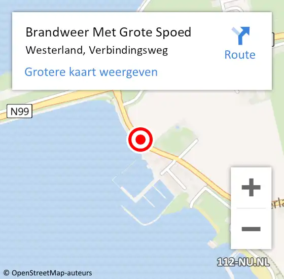 Locatie op kaart van de 112 melding: Brandweer Met Grote Spoed Naar Westerland, Verbindingsweg op 25 april 2019 22:57