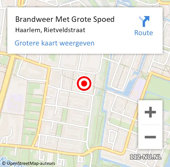 Locatie op kaart van de 112 melding: Brandweer Met Grote Spoed Naar Haarlem, Rietveldstraat op 25 april 2019 23:02