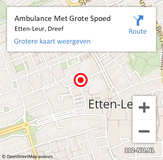 Locatie op kaart van de 112 melding: Ambulance Met Grote Spoed Naar Etten-Leur, Dreef op 25 april 2019 23:39