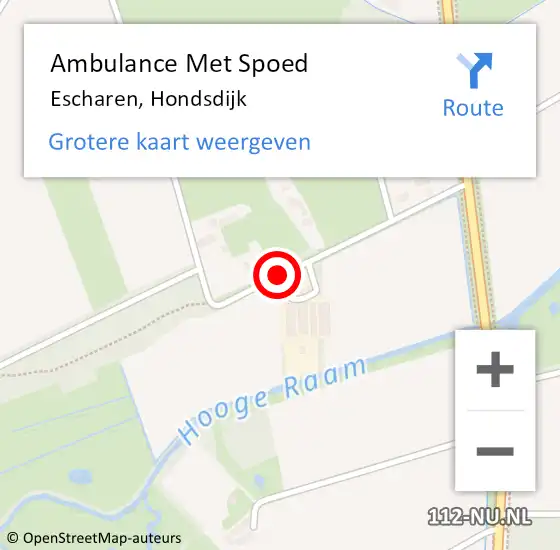 Locatie op kaart van de 112 melding: Ambulance Met Spoed Naar Escharen, Hondsdijk op 26 april 2019 00:40