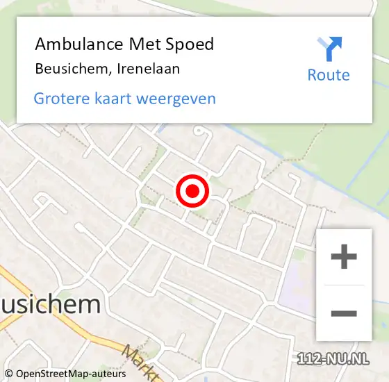 Locatie op kaart van de 112 melding: Ambulance Met Spoed Naar Beusichem, Irenelaan op 26 april 2019 01:42