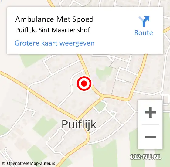 Locatie op kaart van de 112 melding: Ambulance Met Spoed Naar Puiflijk, Sint Maartenshof op 26 april 2019 01:43