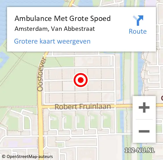 Locatie op kaart van de 112 melding: Ambulance Met Grote Spoed Naar Amsterdam, Van Abbestraat op 26 april 2019 05:11