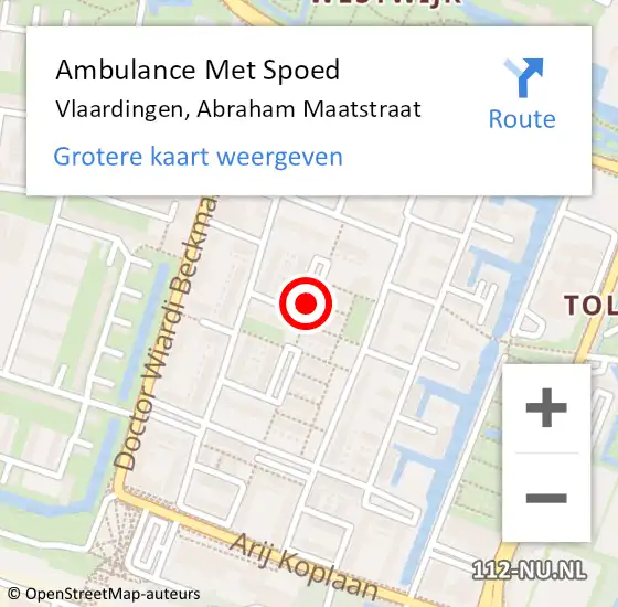 Locatie op kaart van de 112 melding: Ambulance Met Spoed Naar Vlaardingen, Abraham Maatstraat op 26 april 2019 05:14