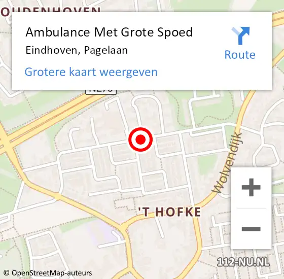 Locatie op kaart van de 112 melding: Ambulance Met Grote Spoed Naar Eindhoven, Pagelaan op 26 april 2019 05:16