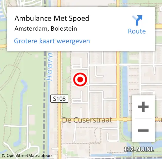 Locatie op kaart van de 112 melding: Ambulance Met Spoed Naar Amsterdam, Bolestein op 26 april 2019 05:23