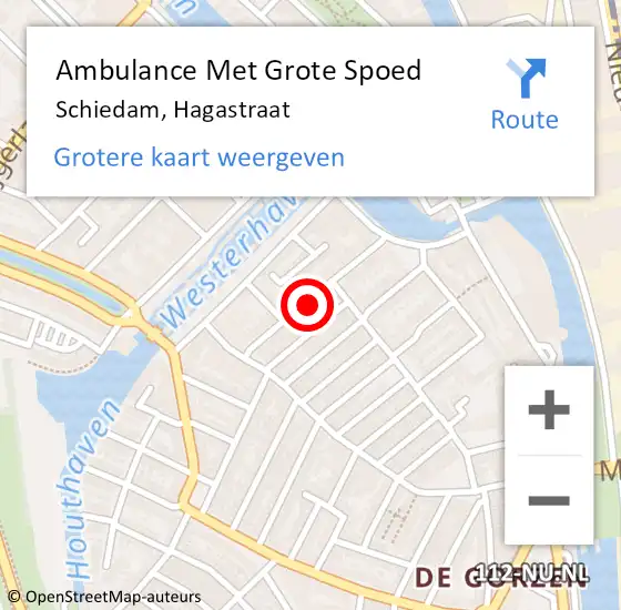 Locatie op kaart van de 112 melding: Ambulance Met Grote Spoed Naar Schiedam, Hagastraat op 26 april 2019 05:27