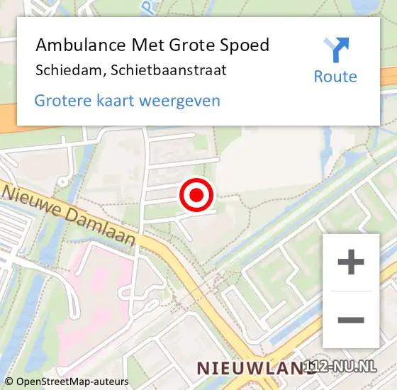 Locatie op kaart van de 112 melding: Ambulance Met Grote Spoed Naar Schiedam, Schietbaanstraat op 26 april 2019 05:43