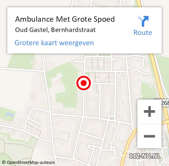 Locatie op kaart van de 112 melding: Ambulance Met Grote Spoed Naar Oud Gastel, Bernhardstraat op 26 april 2019 05:53