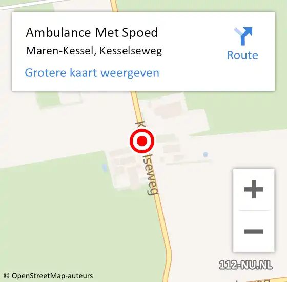 Locatie op kaart van de 112 melding: Ambulance Met Spoed Naar Maren-Kessel, Kesselseweg op 26 april 2019 07:15