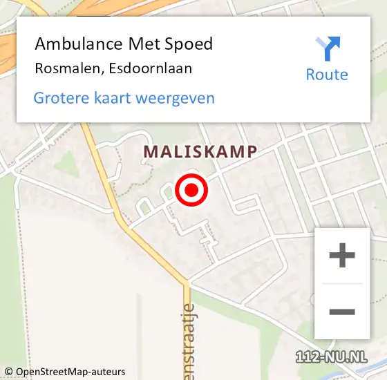 Locatie op kaart van de 112 melding: Ambulance Met Spoed Naar Rosmalen, Esdoornlaan op 26 april 2019 07:21