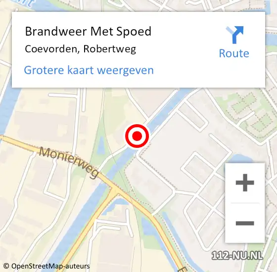 Locatie op kaart van de 112 melding: Brandweer Met Spoed Naar Coevorden, Robertweg op 26 april 2019 07:45