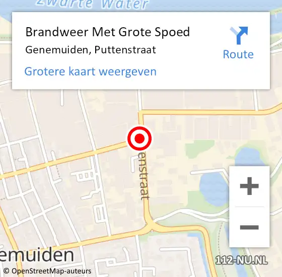 Locatie op kaart van de 112 melding: Brandweer Met Grote Spoed Naar Genemuiden, Puttenstraat op 26 april 2019 08:38
